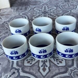 Blue and White Ceramic Sake Cups Set